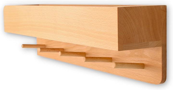 Natuhr Garderobe Holz Porter Regal Wand Flurgarderobe mit Ablage Eiche (50 cm Länge, Buche geölt) 50