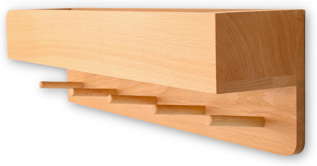 Natuhr Garderobe Holz Porter Regal Wand Flurgarderobe mit Ablage Eiche (50 cm Länge, Buche geölt) 50