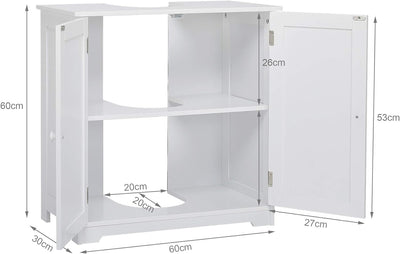 Mondeer Waschbeckenunterschrank,Unterschrank Badezimmerschrank Holz mit Türen 2 Fächer Platzsparend,