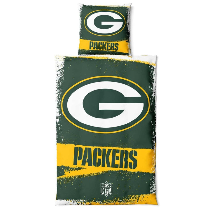 Green Bay Packers NFL Bettwäsche Set ** Raw ** Baumwolle, Reissverschluss, 135x200 cm Bettdeckenbezu