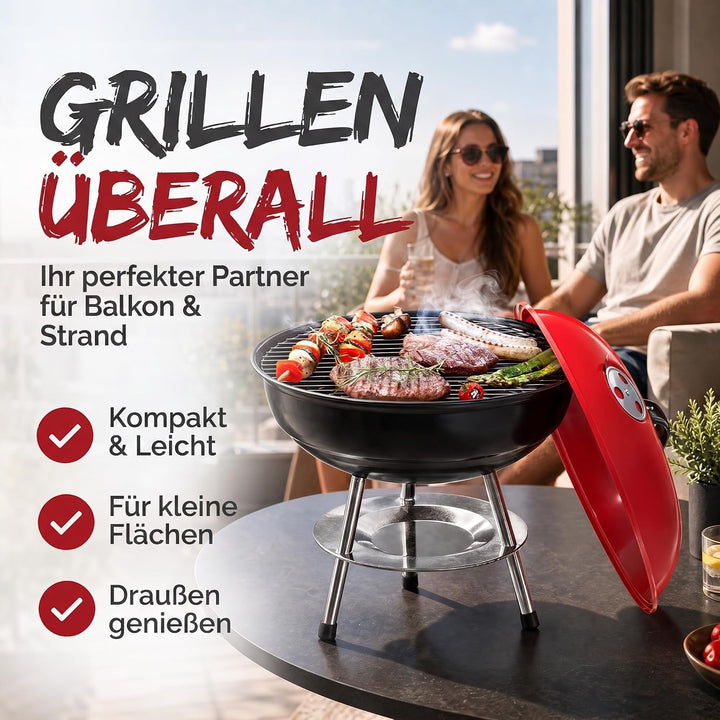 Micro BBQ Campinggrill Kugelgrill Mini Grill; Kompakter Reise Holzkohle-Grill Tischgrill Edelstahl e