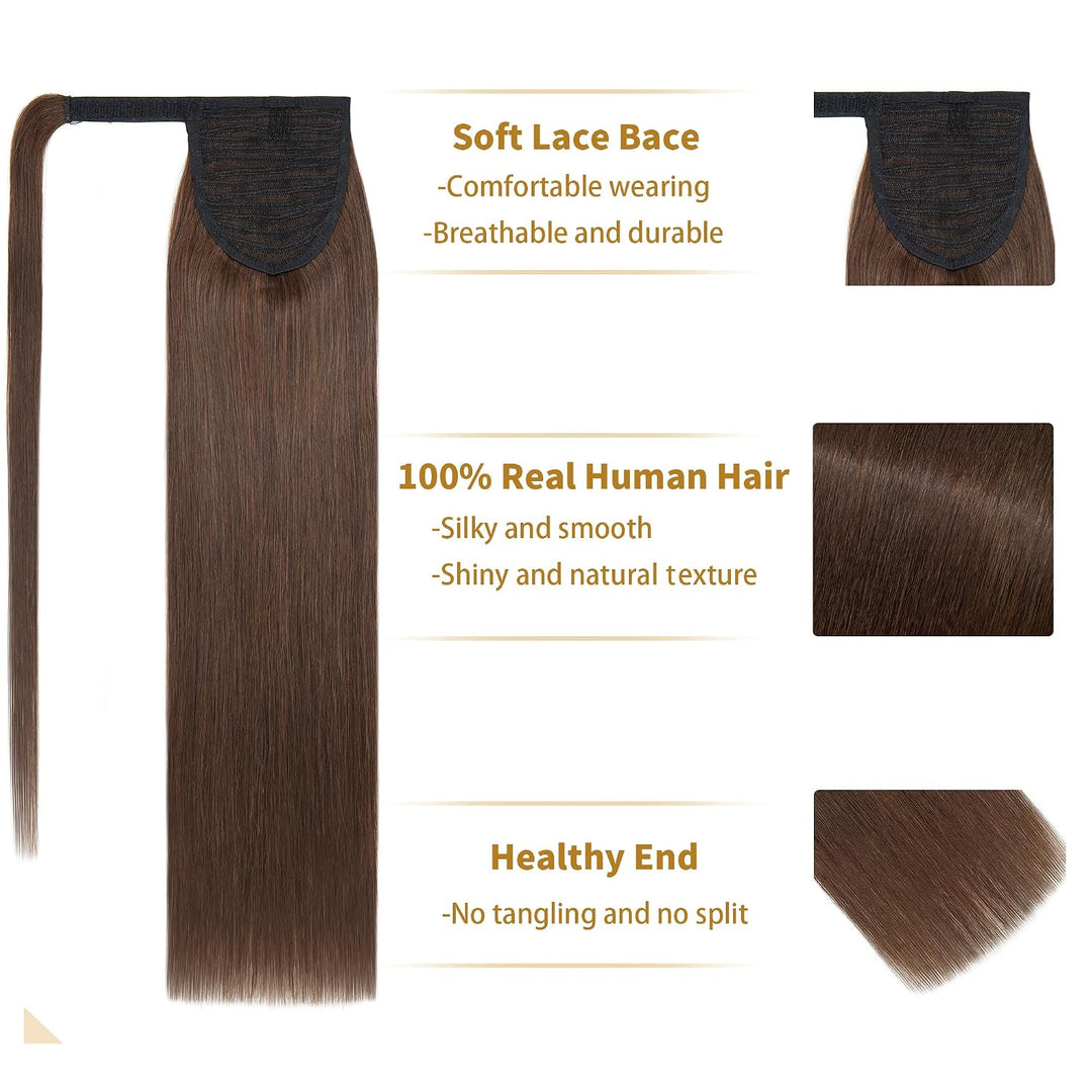 SEGO Ponytail Pferdeschwanz Haarteil Echthaar Zopf Extensions Haarverlängerung Clip in Pony Remy Hai