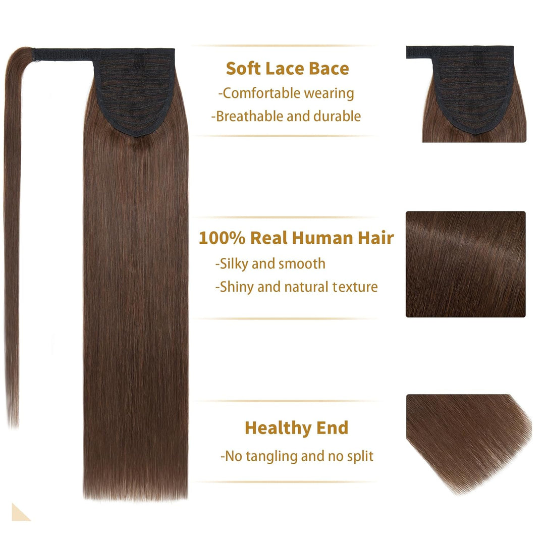 SEGO Ponytail Pferdeschwanz Haarteil Echthaar Zopf Extensions Haarverlängerung Clip in Pony Remy Hai
