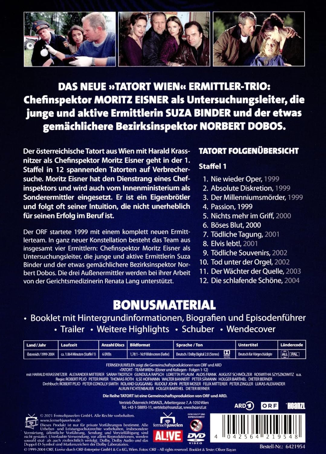 Tatort Wien - Inspektor Eisner ermittelt - Staffel 1 (Folgen 1 - 12) (6 DVDs), DVD