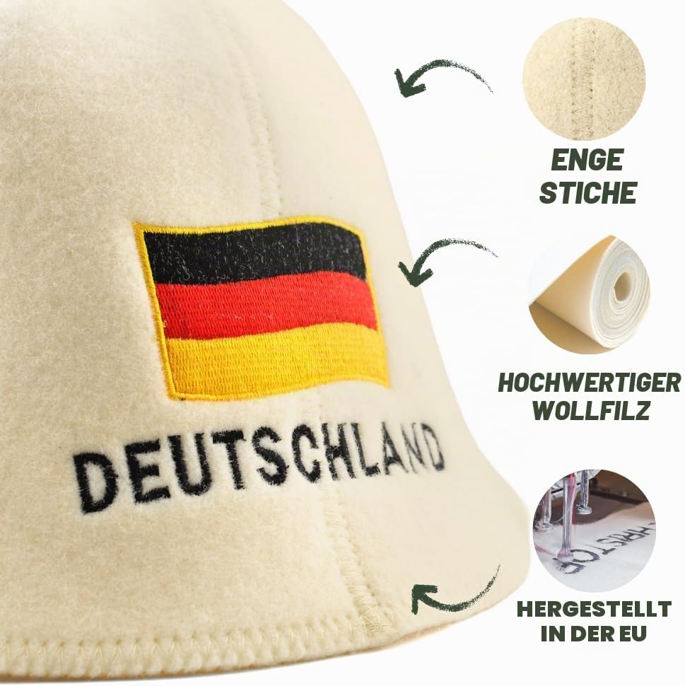 Saunahut für Damen und Herren aus Filz - Deutschland – Grau Saunahut für Herren und Damen aus 100Pro