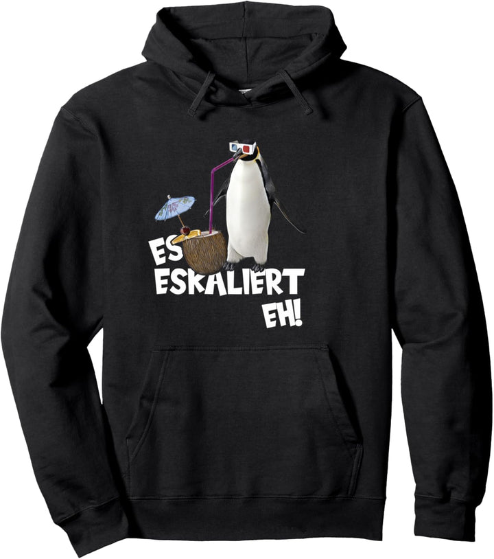 Es eskaliert eh Pinguin Cocktail Disko Festival Party Lustig Pullover Hoodie