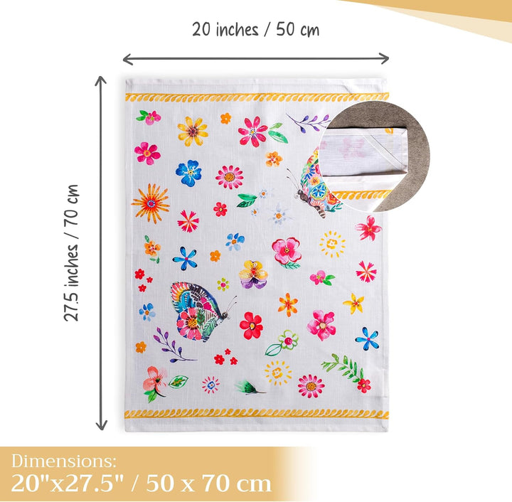 Maison d'Hermine Happy Florals- 2 Sweety 100% Baumwolle Set von 3 Multi-Purpose Küchenhandtuch weich