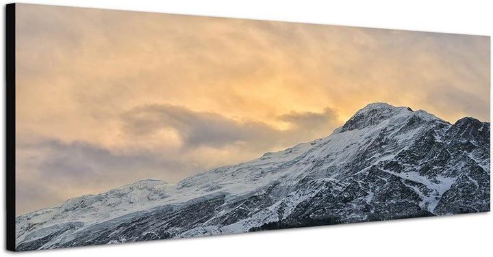 Paul Sinus Art Panoramabild auf Leinwand und Keilrahmen 150x50cm Himalaya Gebirge Schnee Wolken Nebe