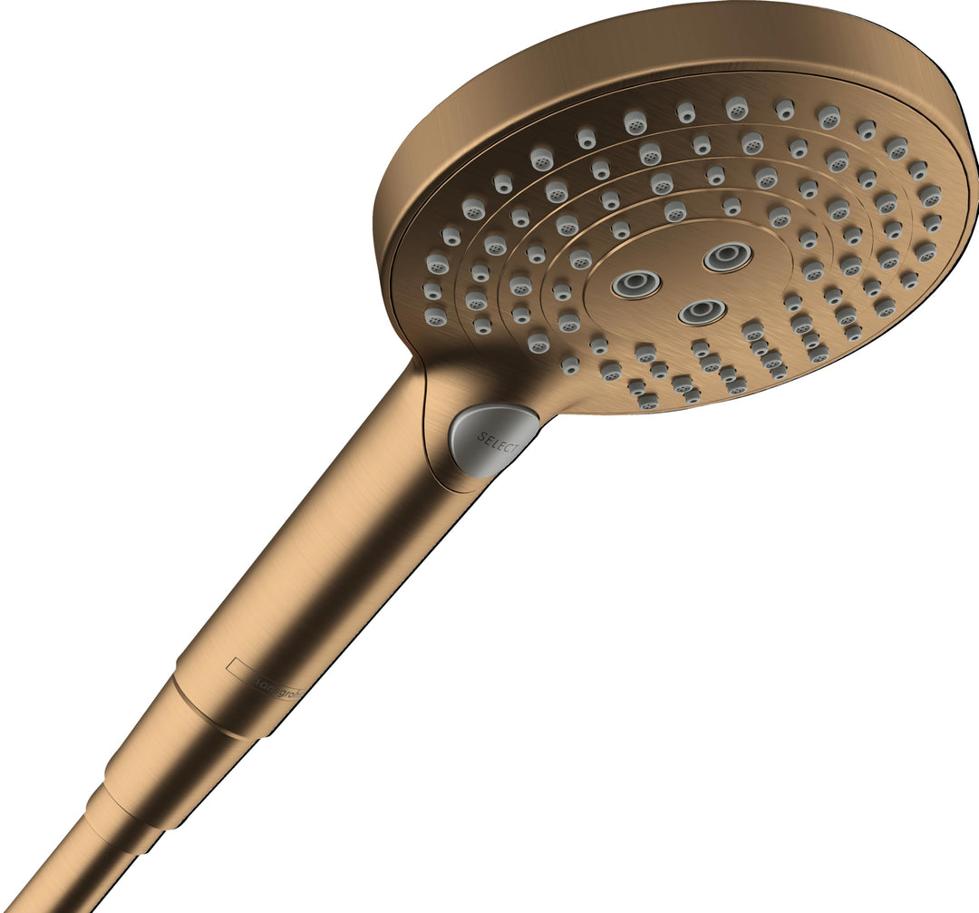 hansgrohe Raindance Select S - wassersparender Duschkopf 5,7 l/min (EcoSmart+), Handbrause mit 3 Str