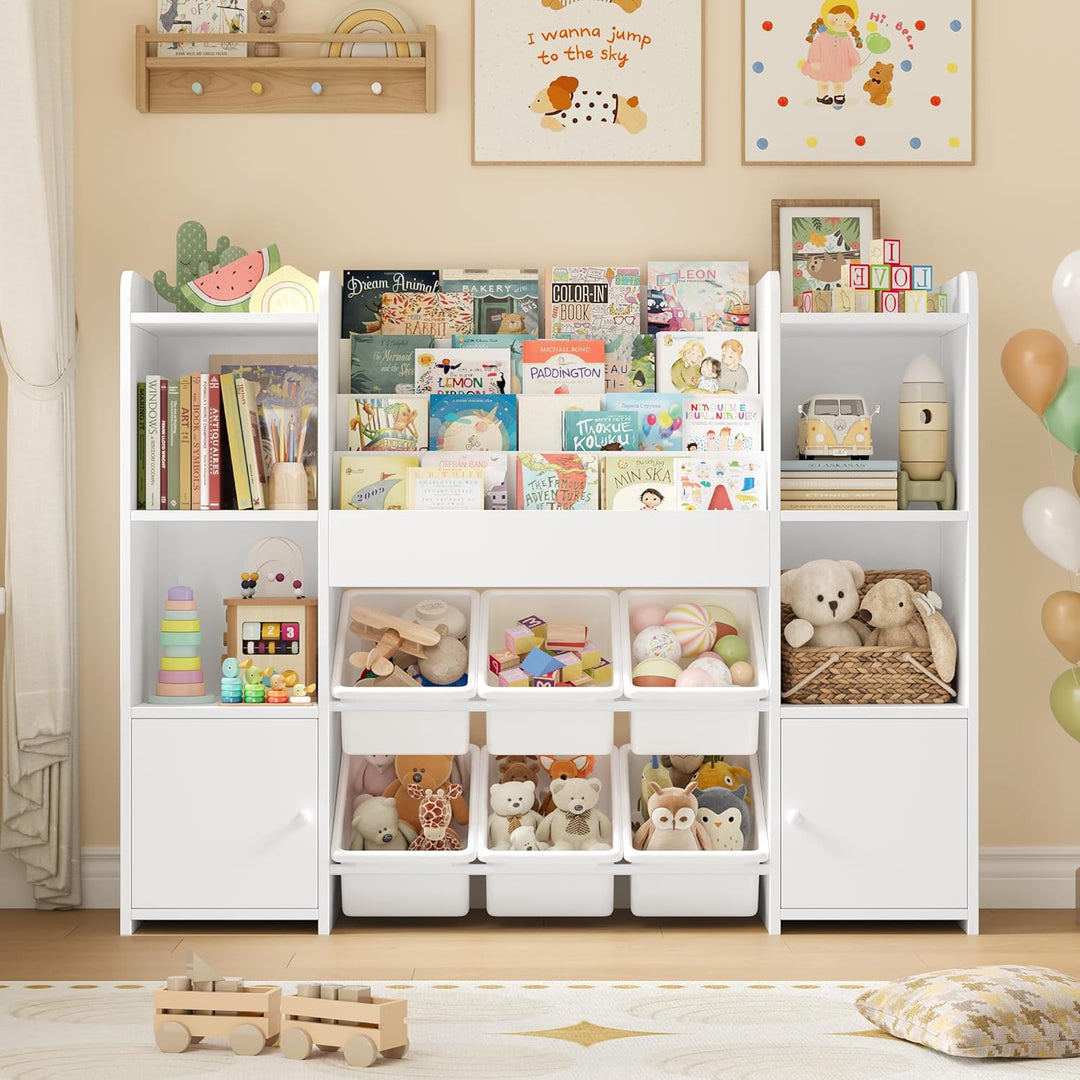 FOREHILL Kinderregal mit Kinderbücherregal Kinderzimmer Möbel aus Holz Bücherregal für Kinder mit Au