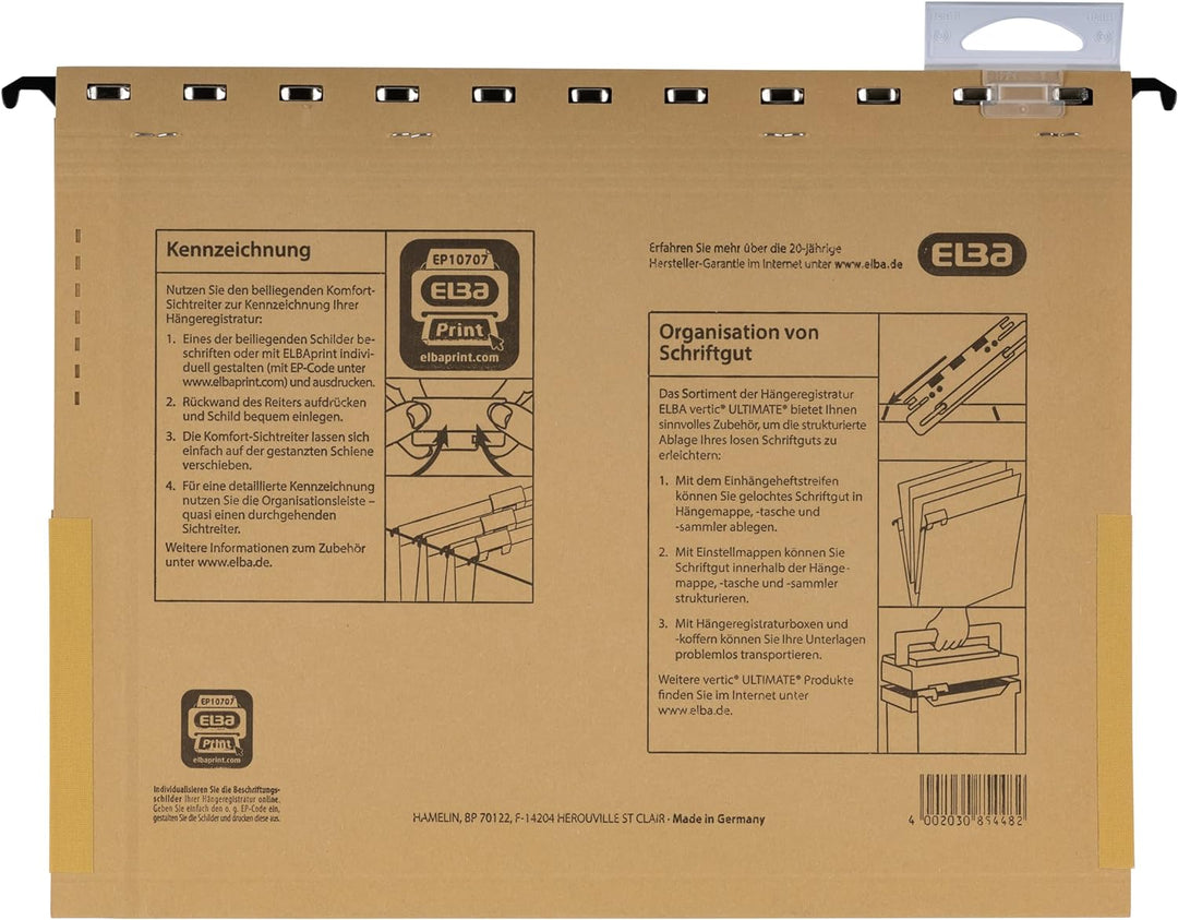 Elba Kredit- Personalhefter A4, aus Karton, 4 Kfm. Heftungen, braun, 25 Stück Gedruckt, Gedruckt