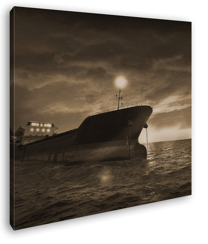 deyoli Orangener Himmel am Hafen Format: 70x70 Effekt: Sepia als Leinwandbild, Motiv fertig gerahmt