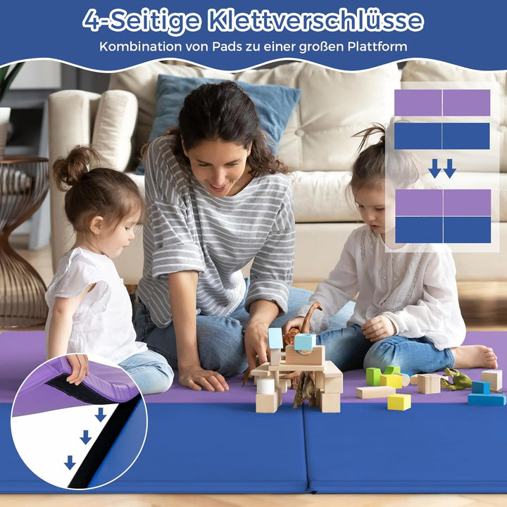 COSTWAY 180x60x4cm Weichbodenmatte, 2 Fach klappbare Gymnastikmatte, Yogamatte mit Klettverschluss u
