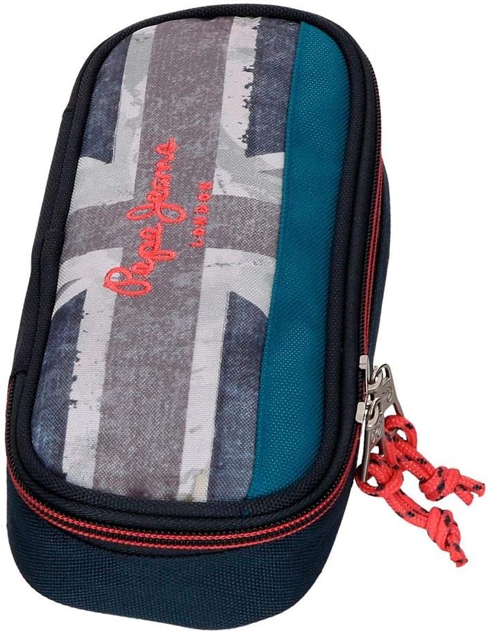 Pepe Jeans Ian Federmäppchen mit Organizer Blau 22x9x5 cms Polyester, Mäppchen