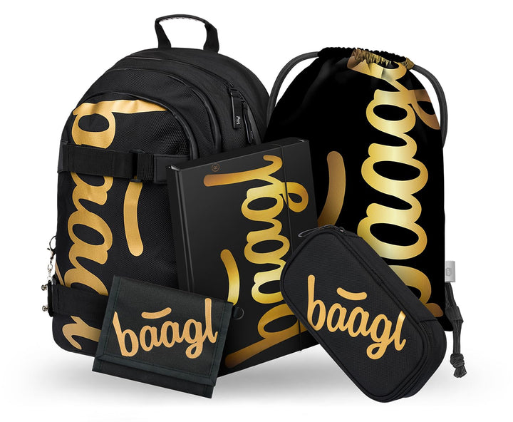Baagl Schulrucksack Set Jungen Mädchen 5-Teilig, Schultasche ab 3. Klasse, Grundschule Ranzen mit Br