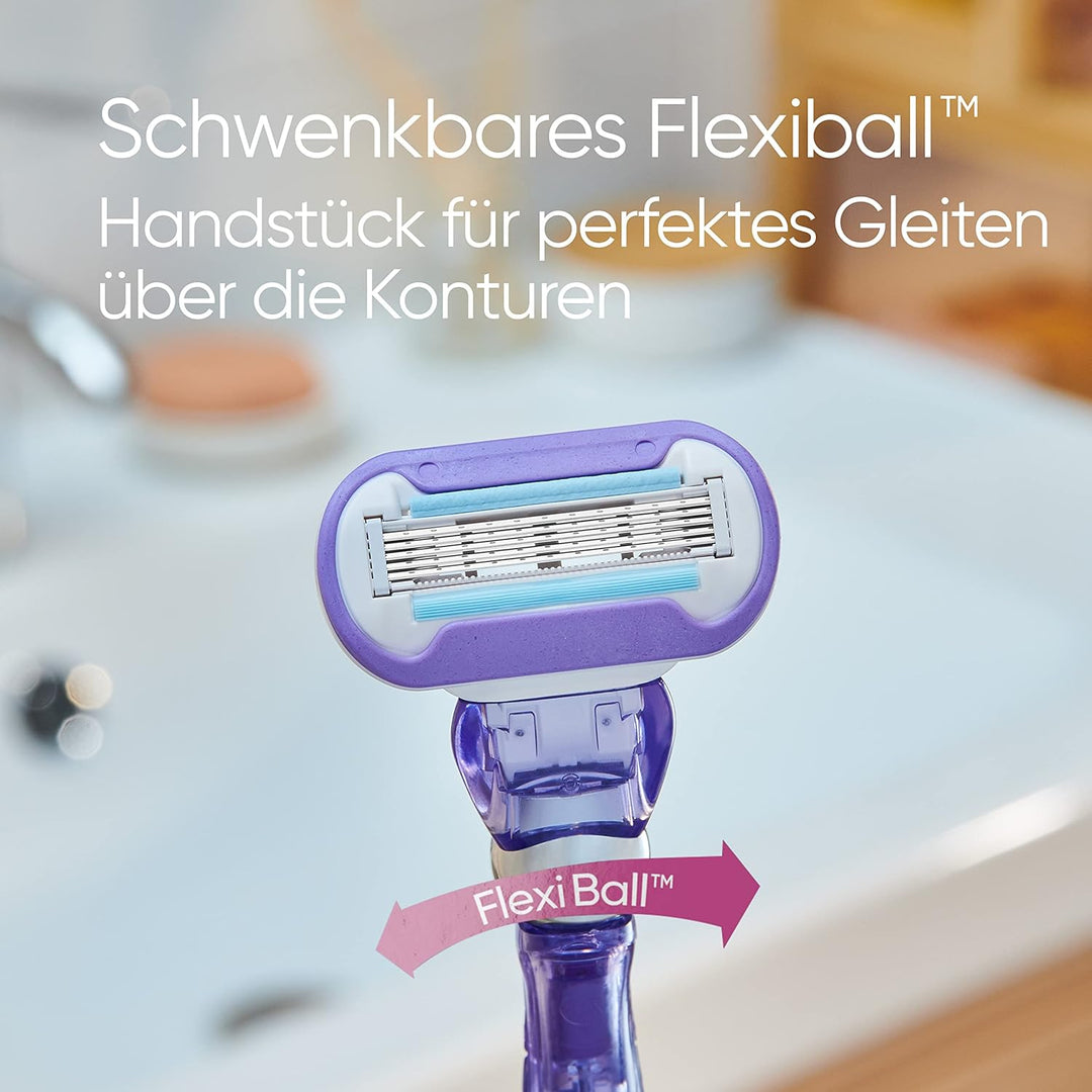 Gillette Venus Deluxe Smooth Swirl Rasierer Damen, Damenrasierer + 9 Rasierklingen mit 5-fach Klinge