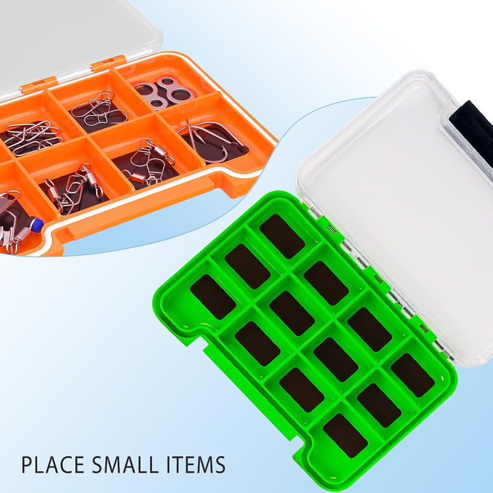2 Pack Multifunktionale kleine magnetische Tackle Box, wasserdichte Fliegenfischbox mit transparente