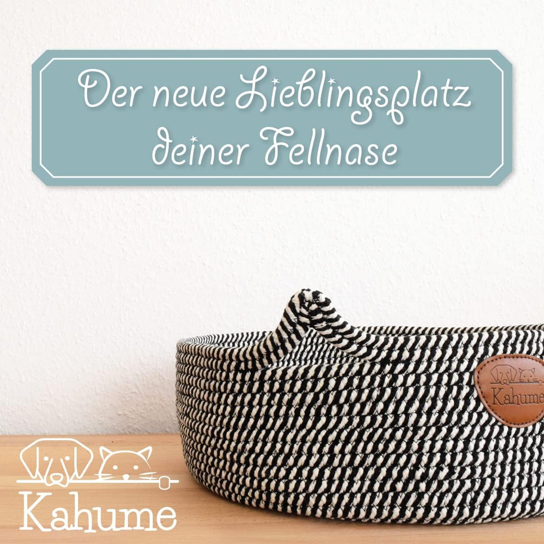 Kahume Katzenbett waschbar, Katzenkorb aus Baumwollseilen, ECO Katzenkörbchen, Hundebett Korb gefloc