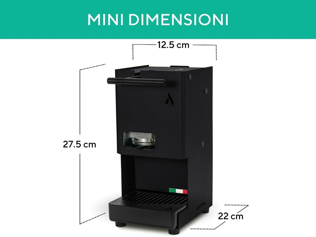 Aroma E.GO Kaffeepadmaschine für ESE-Pads 44 mm Schwarz, Schwarz