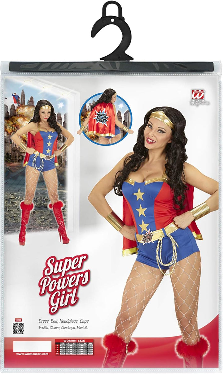 W WIDMANN MILANO Party Fashion - Kostüm Super Power Girl, Superheldin, sexy Verkleidung Karneval, L
