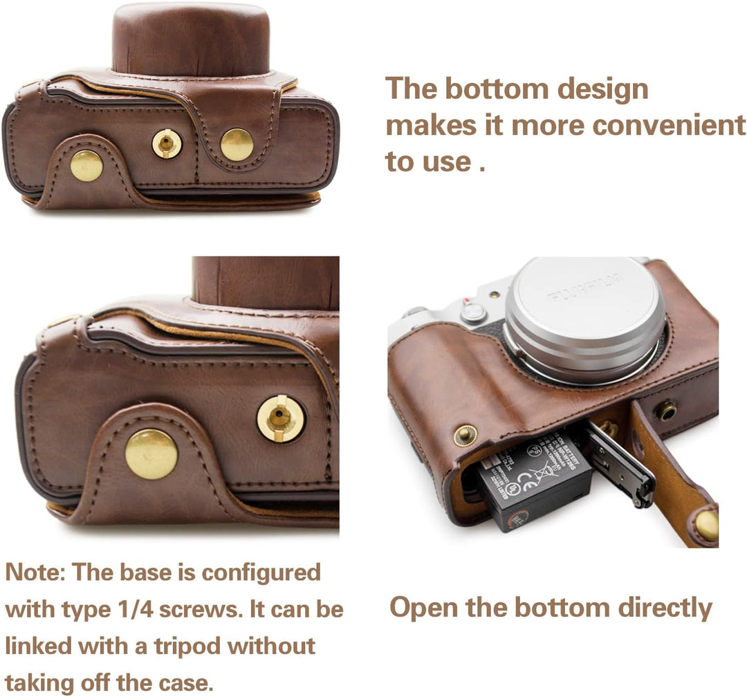 MUZIRI KINOKOO Fuji X100V Tasche aus PU-Leder für Fujifilm X100V Kamera Schutzhülle - Abnehmbares De
