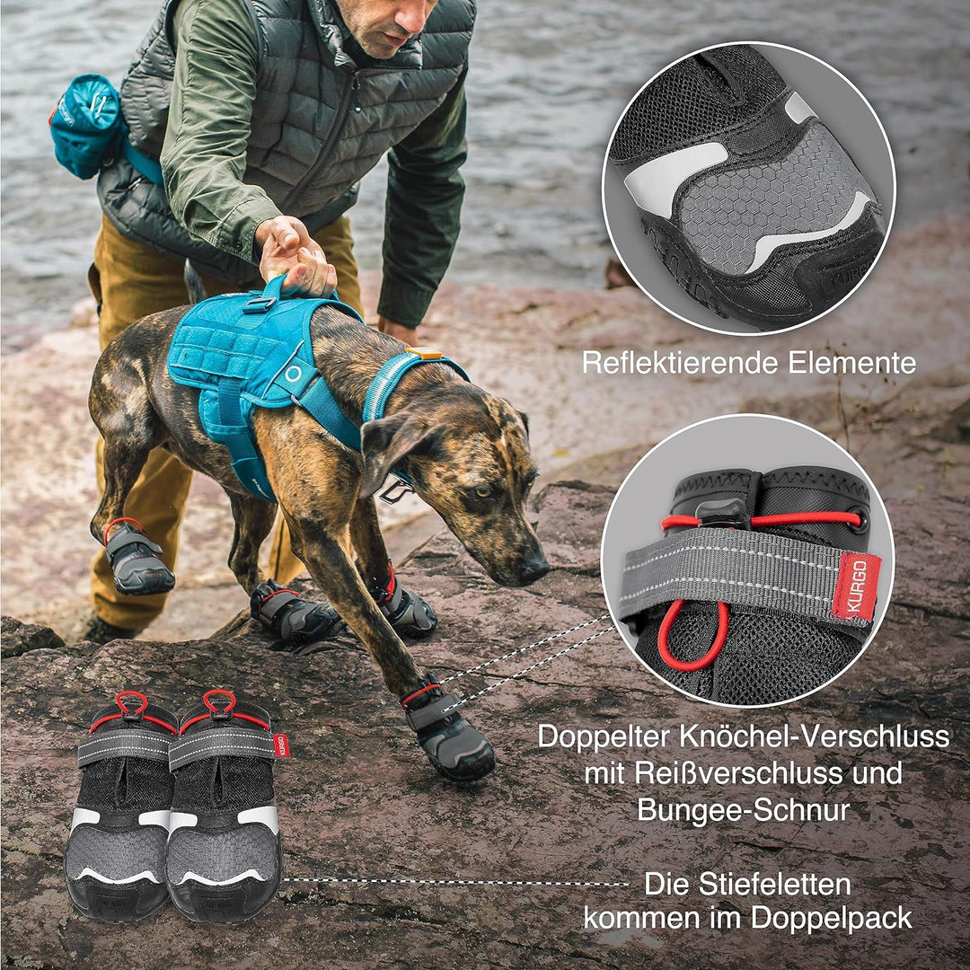 Kurgo Hundeschuhe Blaze Cross - Ganzjahres-Pfotenschutz - wasserfest, reflektierend, rutschfest - in