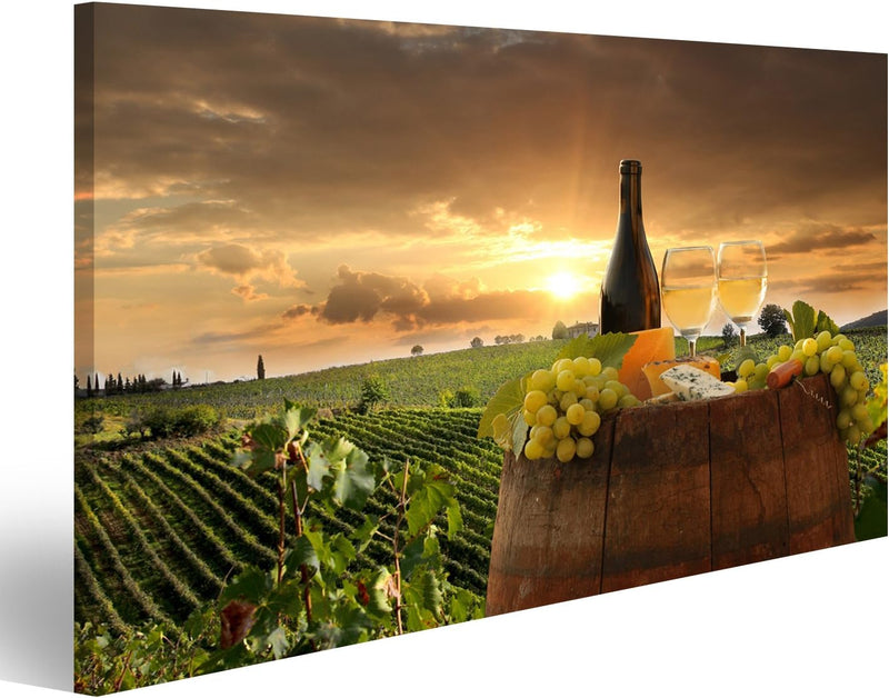 Bild auf Leinwand Weinberg Chianti Toskana Weissweinfass Italien Wandbild Poster Kunstdruck Bilder F