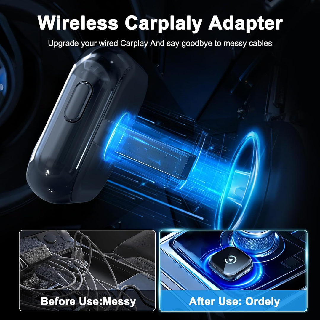 2026 Verbesserter 2-in-1 CarPlay Wireless Adapter mit Instant 2-Phone Switch für Apple CarPlay/Andro