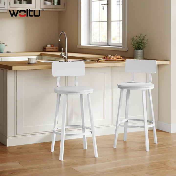 WOLTU Barhocker 2er Set, Küchenhocker Kücheninsel, Barstuhl rund, Tresenhocker mit Rückenlehne Fusss