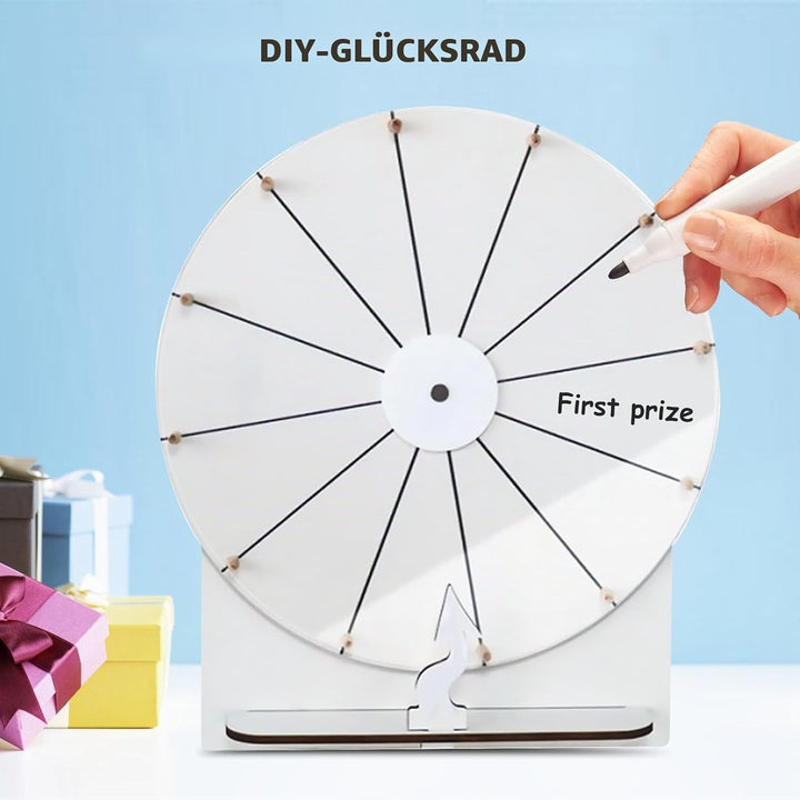 Glücksrad Zum Drehen, 29 Cm Hölzernes Glücksrad, Glücksrad Zum Selbstgestalten Mit Radiergummi Marki
