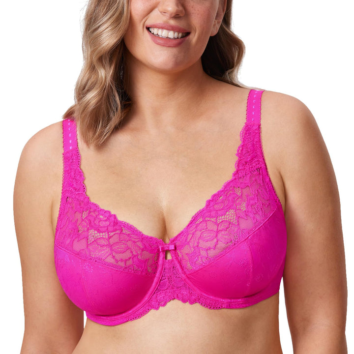 DELIMIRA Damen Minimizer BH ohne Einlagen mit Spitze mit Bügel Grosse Grössen 75C Glitzer-rosa, 75C