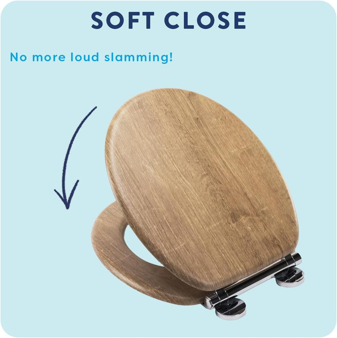 Croydex Ontario WC Sitz mit Absenkautomatik aus Holz – Flexi-Fix Einfache Montage - Schnellverschlus