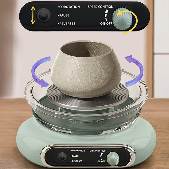 Mini-Töpferscheibe,200R/min Elektrisch Töpferscheiben,12cm Drehteller Tonmaschine mit 8 Stück Bildha