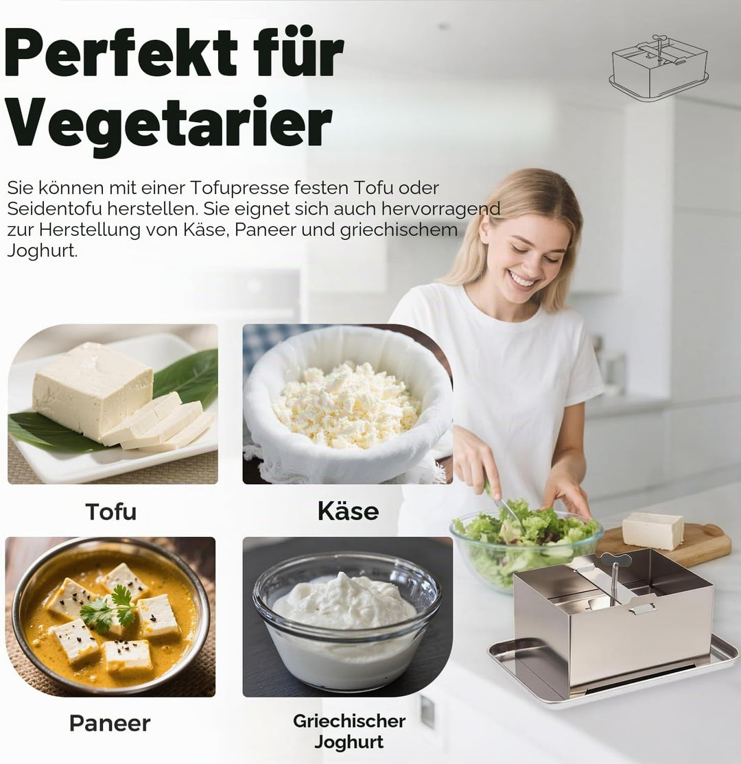 Tofupresse aus Edelstahl, Tofu-Presser, schnelle und effiziente Wasserentfernung für festen Tofu, le