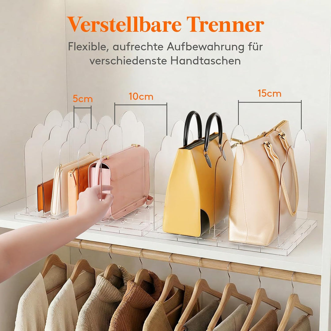 Lifewit 2 Stück Taschen Organizer Schrank mit 8 Trenner, Kunstoff Handtaschen Aufbewahrung, Verstell