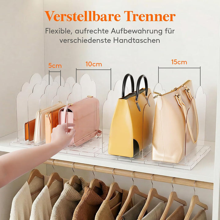 Lifewit 2 Stück Taschen Organizer Schrank mit 8 Trenner, Kunstoff Handtaschen Aufbewahrung, Verstell