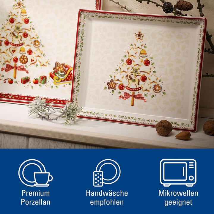 Villeroy und Boch Winter Bakery Delight Kleine rechteckige Servierplatte für Gebäck, Premium Porzell