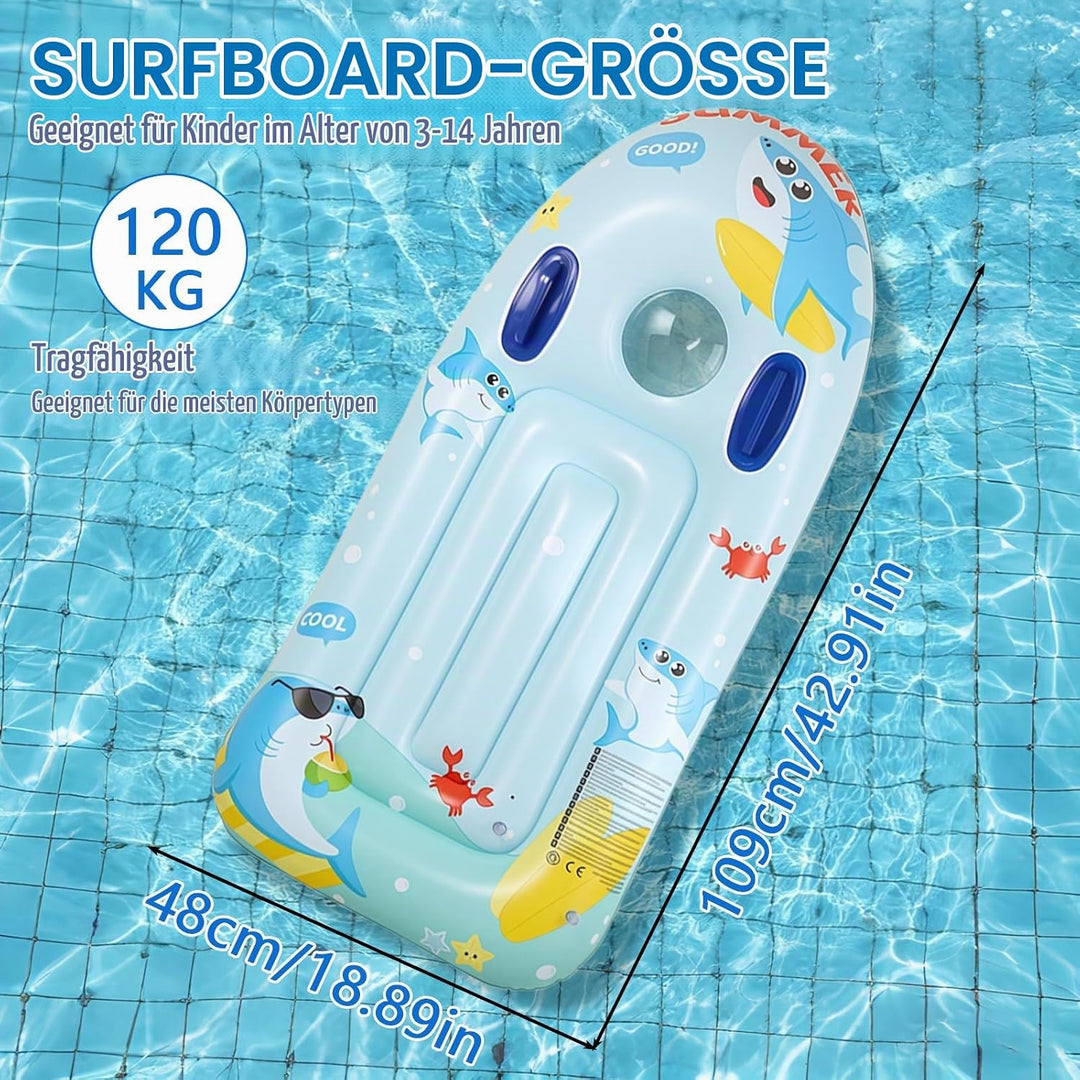 CIYIN Schwimmbrett Bodyboard Aufblasbar, Surfbrett Bodyboard mit Griffen, Schwimmhilfe Aufblasbar Ki