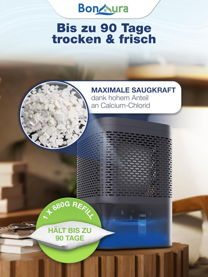BonAura® AirOne Luftentfeuchter Nachfüllpack I 4er Set 680g Luftentfeuchter Granulat I Entfeuchter N