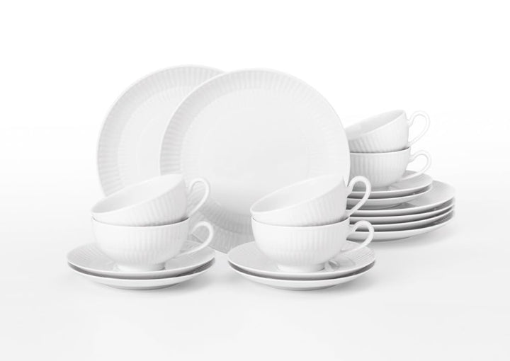 Seltmann Weiden 4052212139913 Teeservice 18-teilig, Teeobertasse, Kombi-Untertasse, 6X Brotteller, P