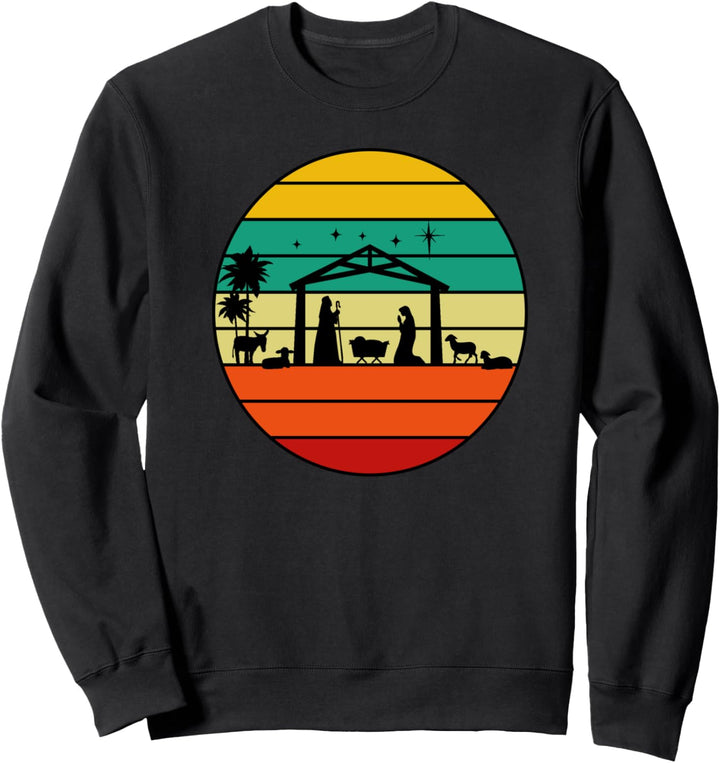 Vintage Sonnenuntergang Weihnachten Christliche Liebe kam nach unten Baby Jesus Sweatshirt