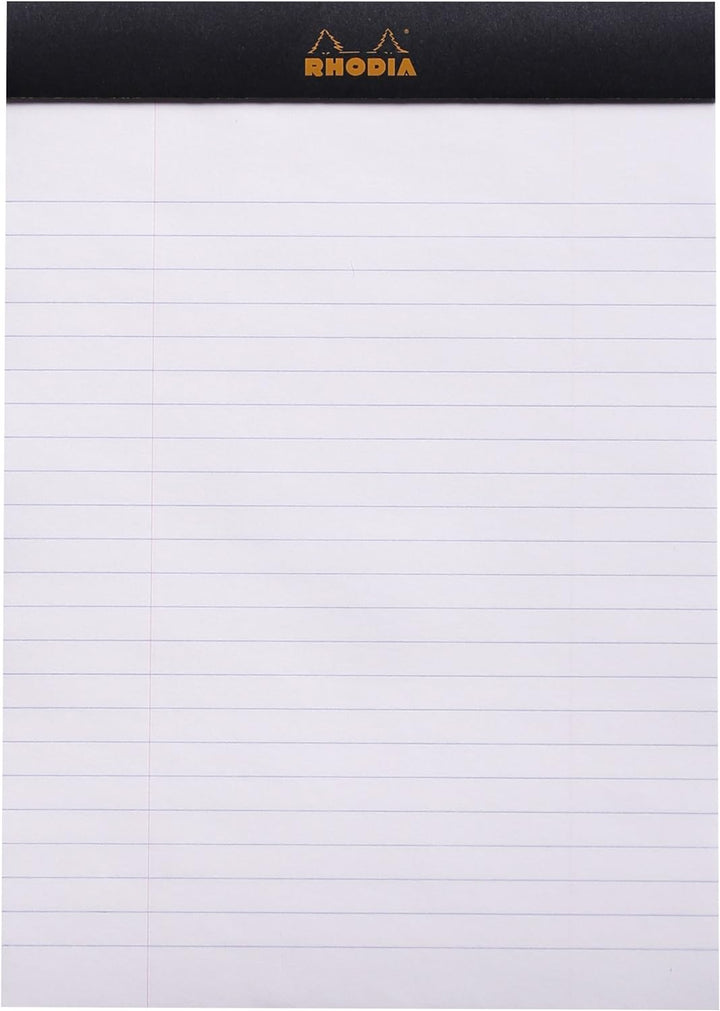Rhodia 166009C - Packung mit 10 Notizblöcken No.16, DIN A5 80 Blätter liniert mit Rand 80g, Schwarz,