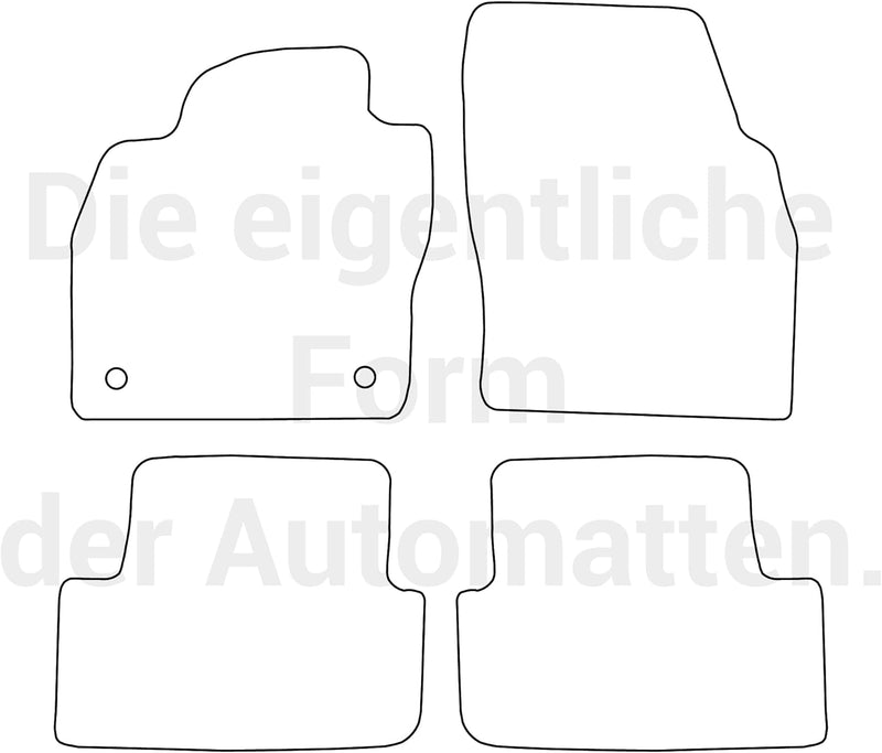 moto-MOLTICO Fussmatten Auto Velours Autoteppiche Schwarz Automatten Set 4-teilig passend für VW Pol