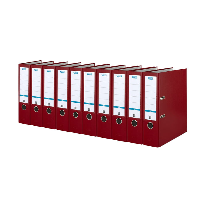 Elba Ordner A4, Smart Pro, 8 cm breit, Kunststoff aussen, bordeaux, 10 Stück bordeaux A4, breit, bor