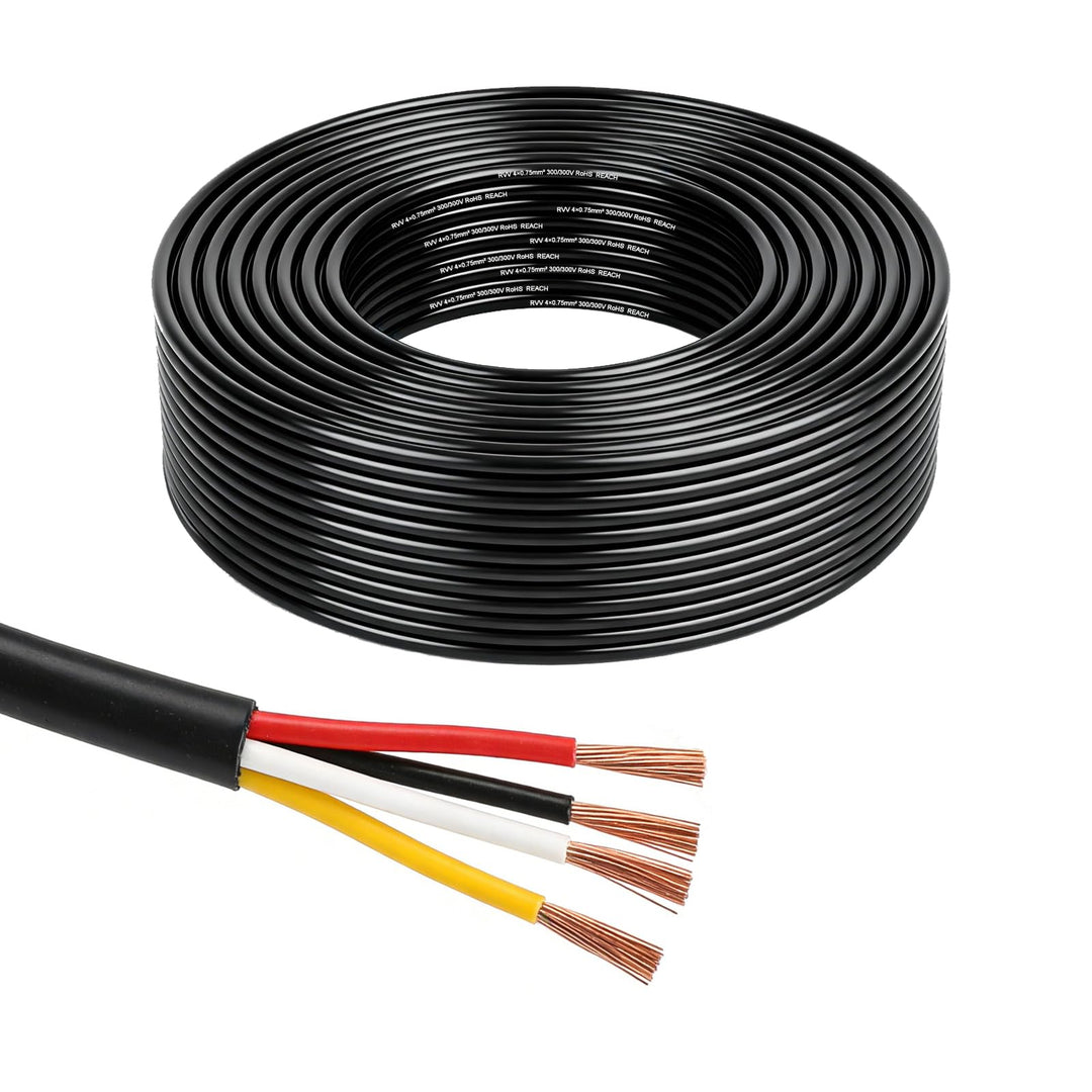 10M Fahrzeugleitung 4x0,75mm² Rundkabel, 12V 24V 4 Adriges Anhängerkabel, 4 Adriges Elektrokabel FLR