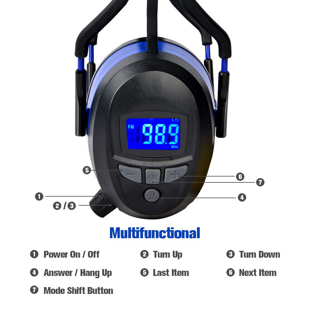 Gardtech Gehörschutz, Ohrenschützer mit Radio/Bluetooth / MP3 / FM, Sicherheitsohrschützer mit NRR 2