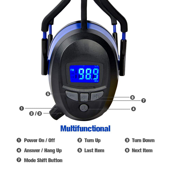 Gardtech Gehörschutz, Ohrenschützer mit Radio/Bluetooth / MP3 / FM, Sicherheitsohrschützer mit NRR 2