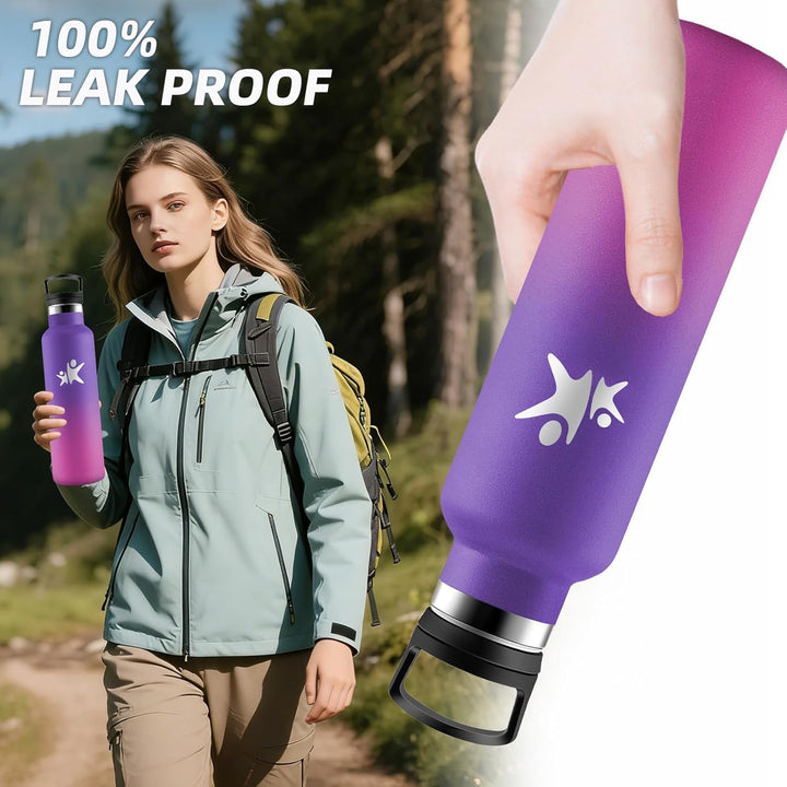 Trinkflasche Edelstahl- 1 liter- Trinkflasche, Wasserflasche mit Strohhalm, Sporttrinkflaschen Ausla