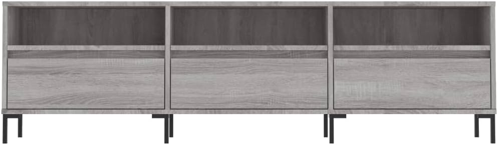 TV-Ständer, Sonoma-Grau, 150 x 30 x 44,5 cm, Holz, Eisen, TV-Regal, niedrig, mit Türen 150x30x44,5cm