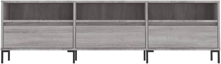 TV-Ständer, Sonoma-Grau, 150 x 30 x 44,5 cm, Holz, Eisen, TV-Regal, niedrig, mit Türen 150x30x44,5cm